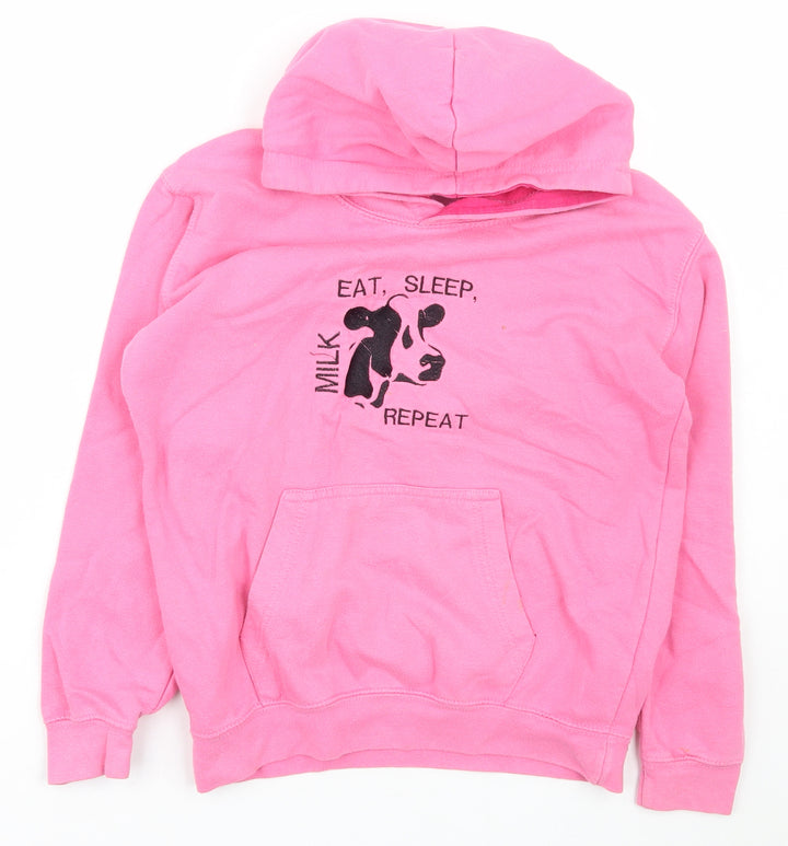 Just Hoods Girls Pink Polyester Pullover Hoodie Size 9-10 Years Pullover - Eat sleep repeat