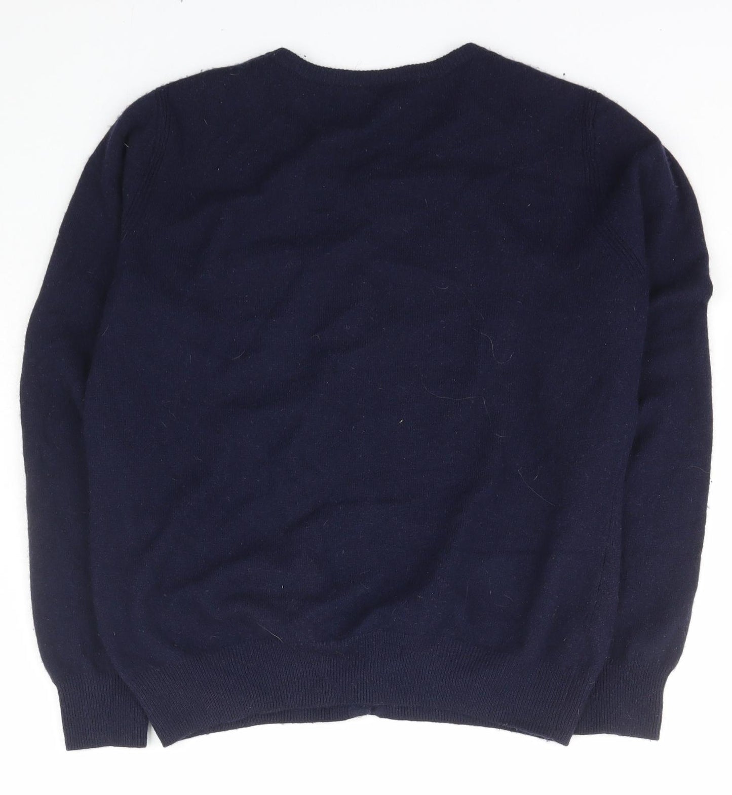 Penny Plain Womens Blue Scoop Neck  Cashmere Cardigan Jumper Size M