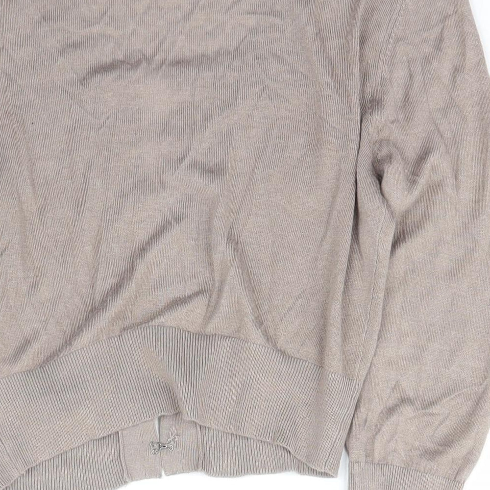 Sisley Womens Brown Scoop Neck  Acrylic Cardigan Jumper Size S