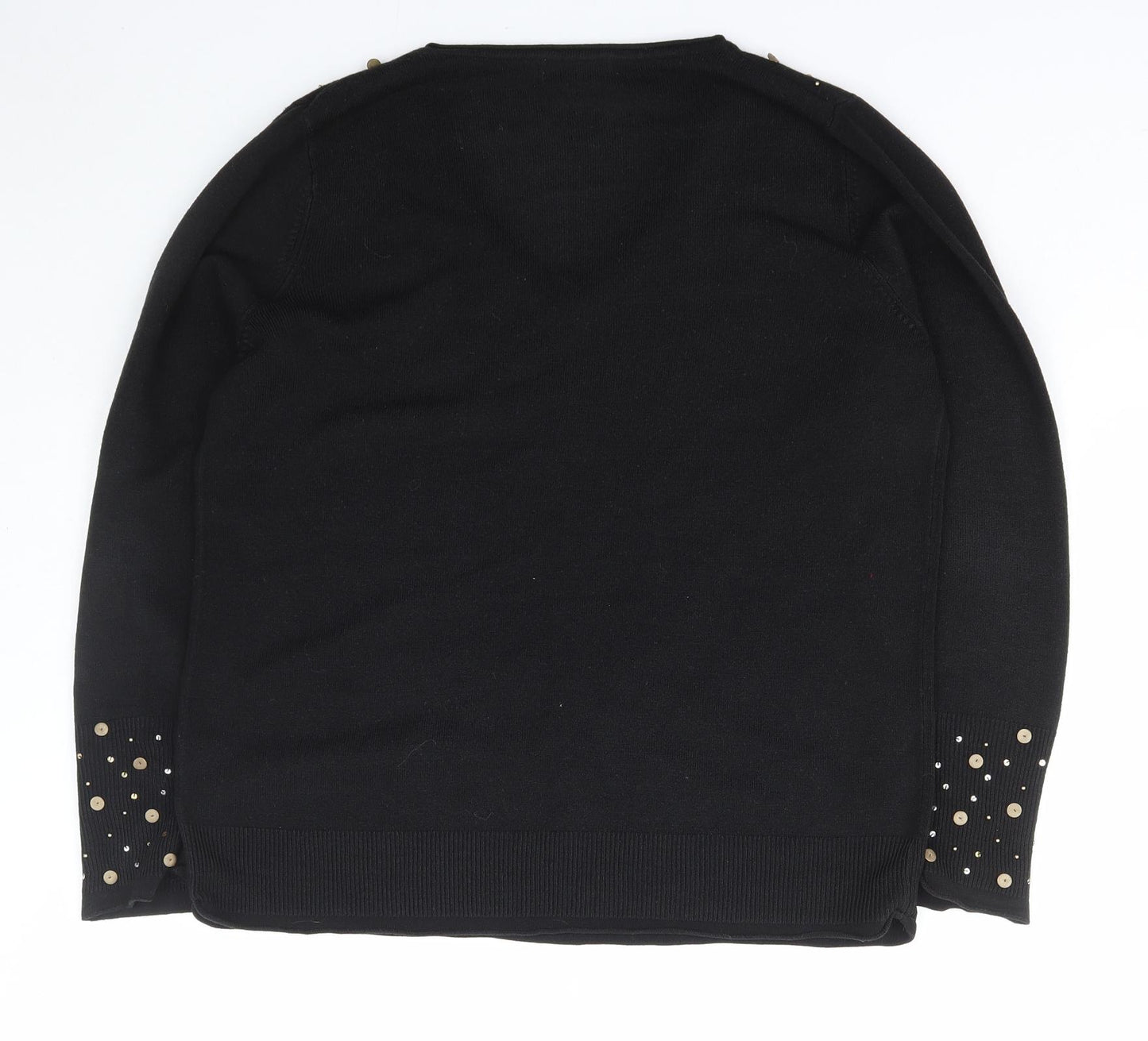Per Una Womens Black V-Neck  Acrylic Pullover Jumper Size 18