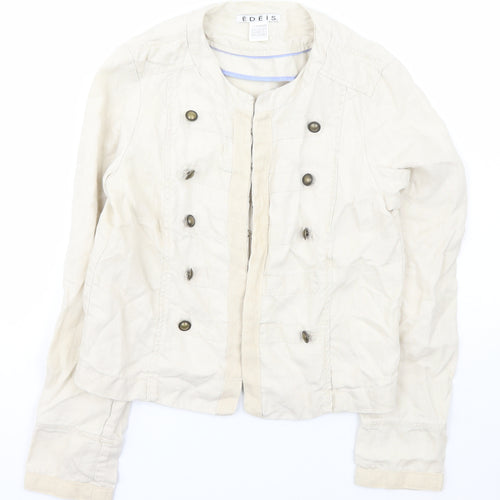 Edeis Womens Ivory   Jacket  Size 8  Hook & Eye