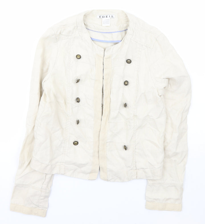 Edeis Womens Ivory   Jacket  Size 8  Hook & Eye