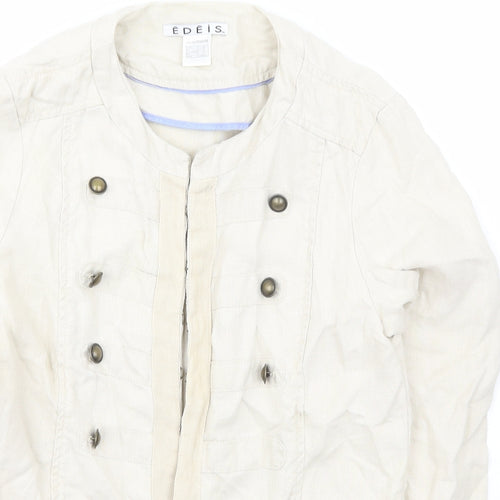 Edeis Womens Ivory   Jacket  Size 8  Hook & Eye