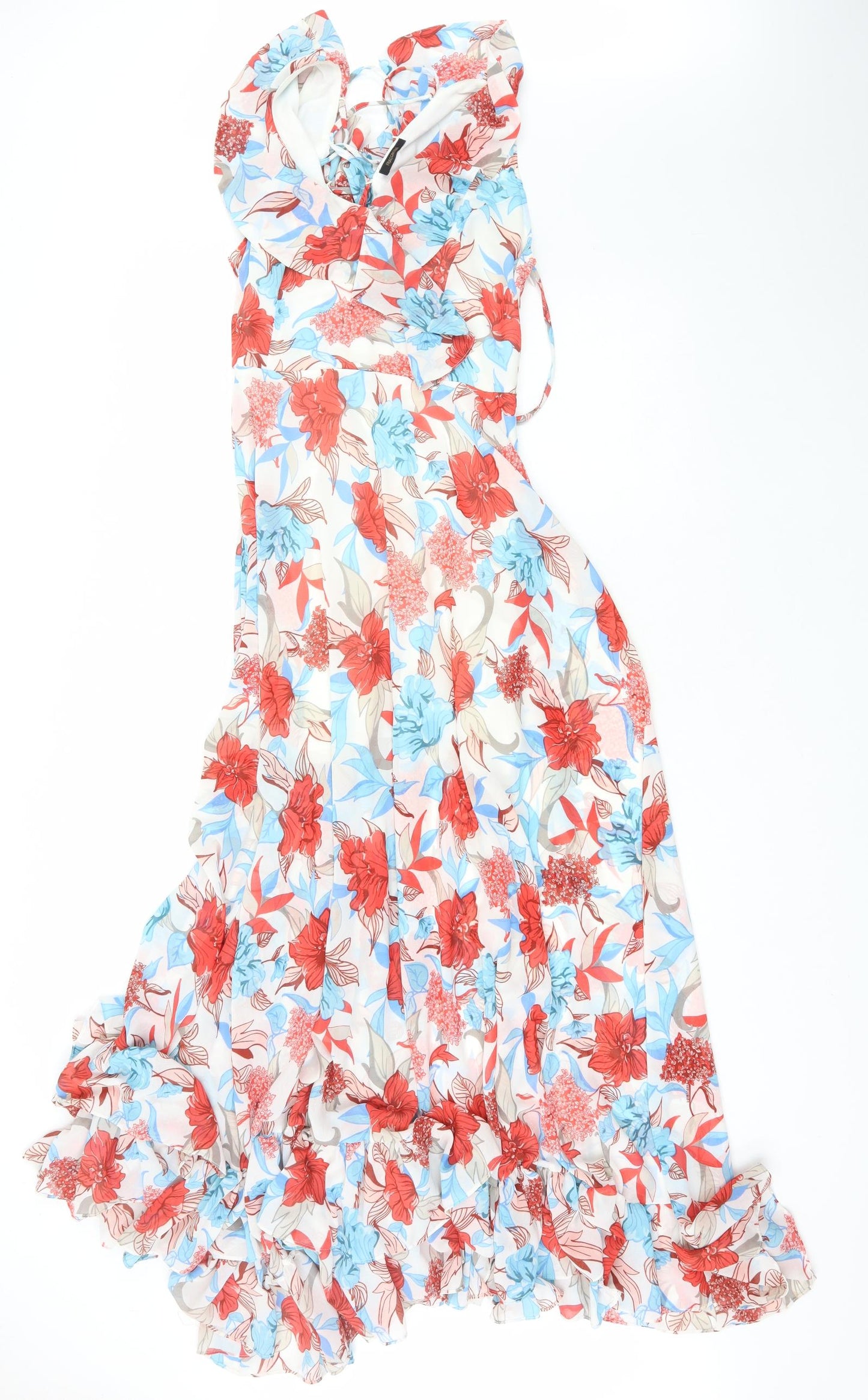 Fracomina Womens Ivory Floral Polyester Maxi  Size L  V-Neck