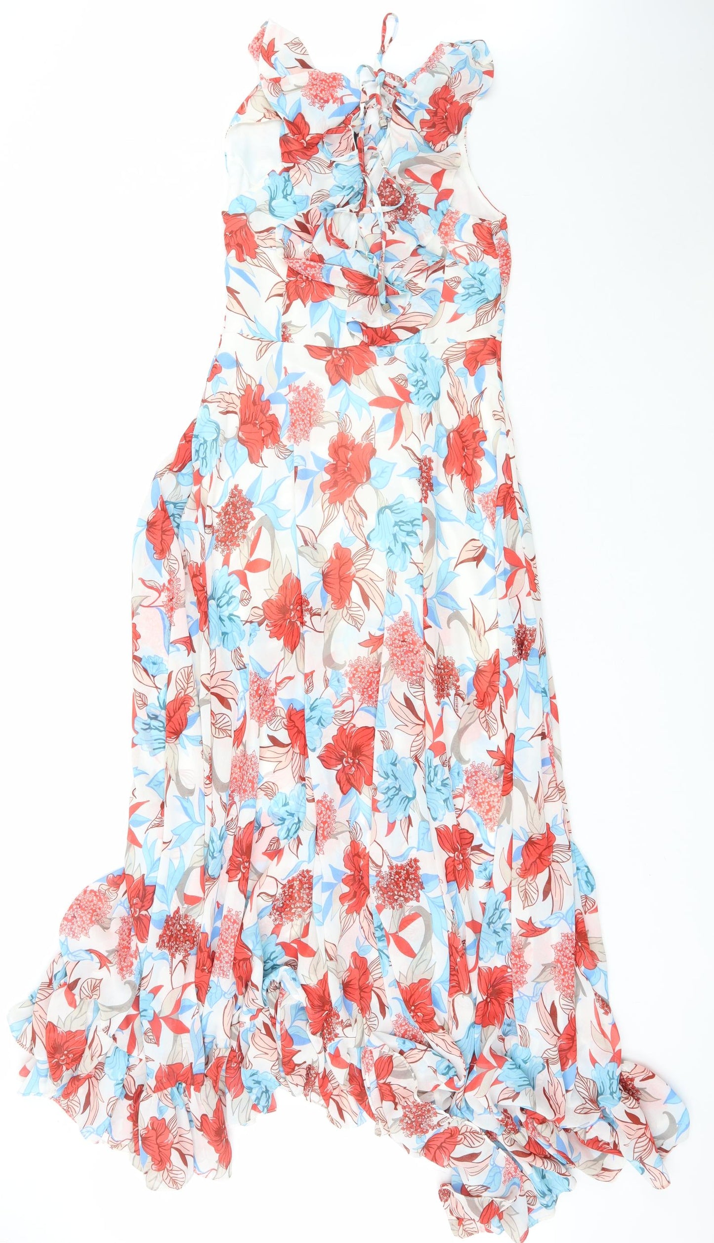 Fracomina Womens Ivory Floral Polyester Maxi  Size L  V-Neck