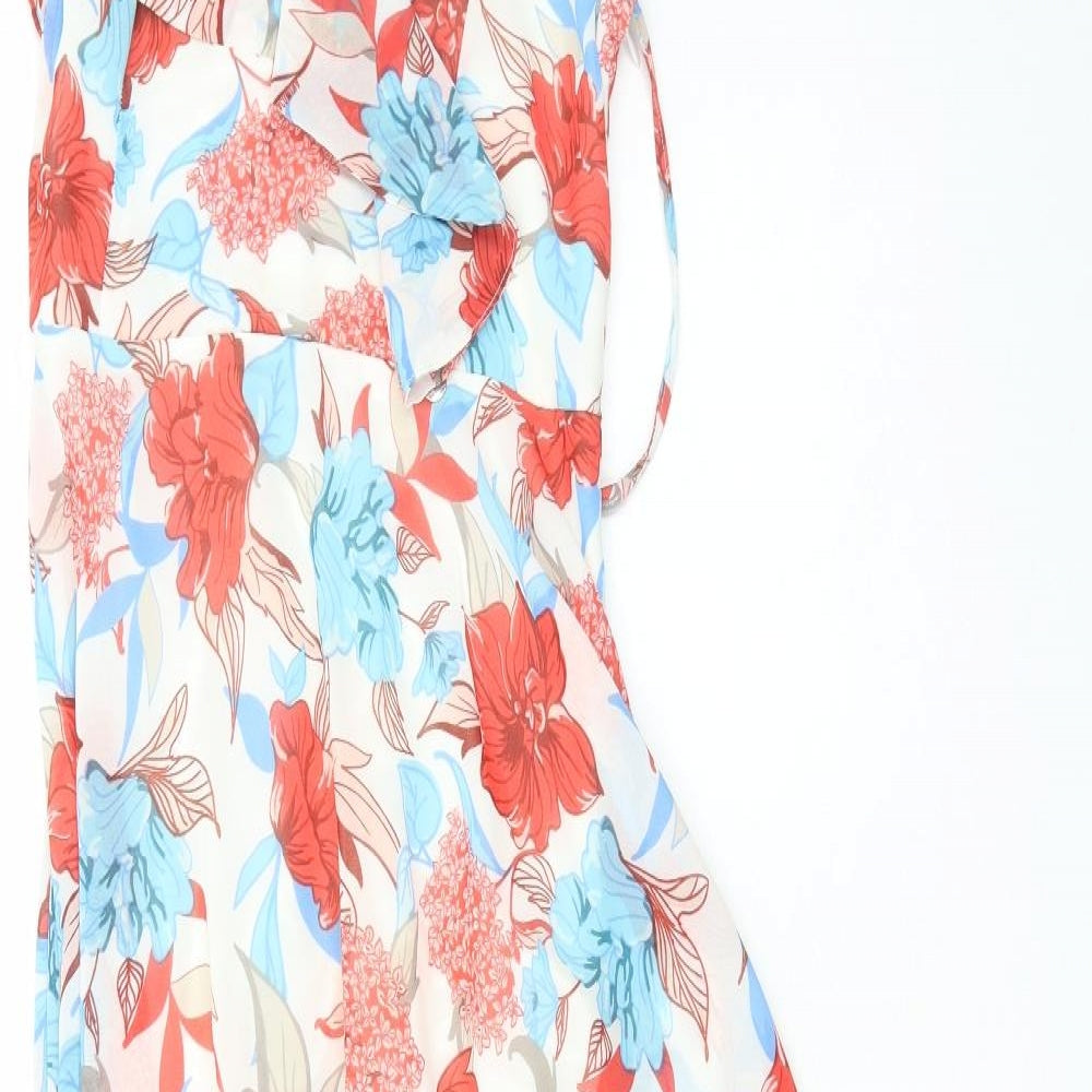 Fracomina Womens Ivory Floral Polyester Maxi  Size L  V-Neck