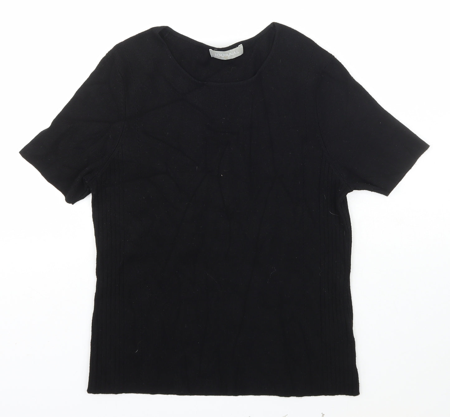 Journal Womens Black Scoop Neck  Viscose Pullover Jumper Size 14