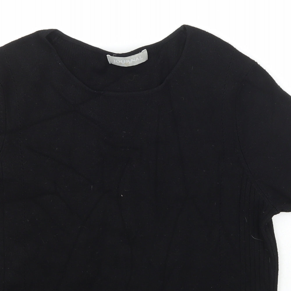 Journal Womens Black Scoop Neck  Viscose Pullover Jumper Size 14