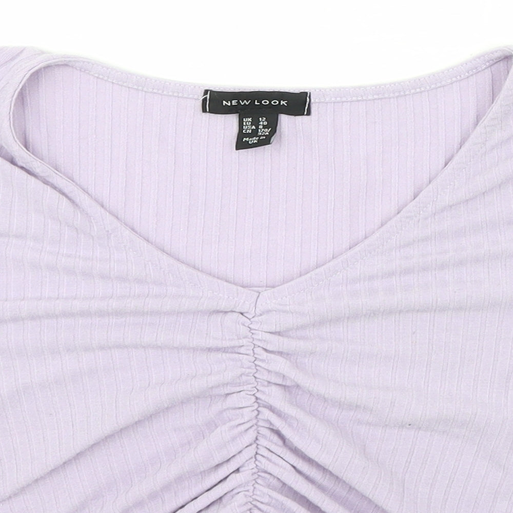 New Look Womens Purple V-Neck  Polyester Pullover Jumper Size 12