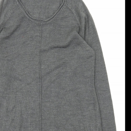 Avenue Womens Grey Scoop Neck  Acrylic Pullover Jumper Size 14