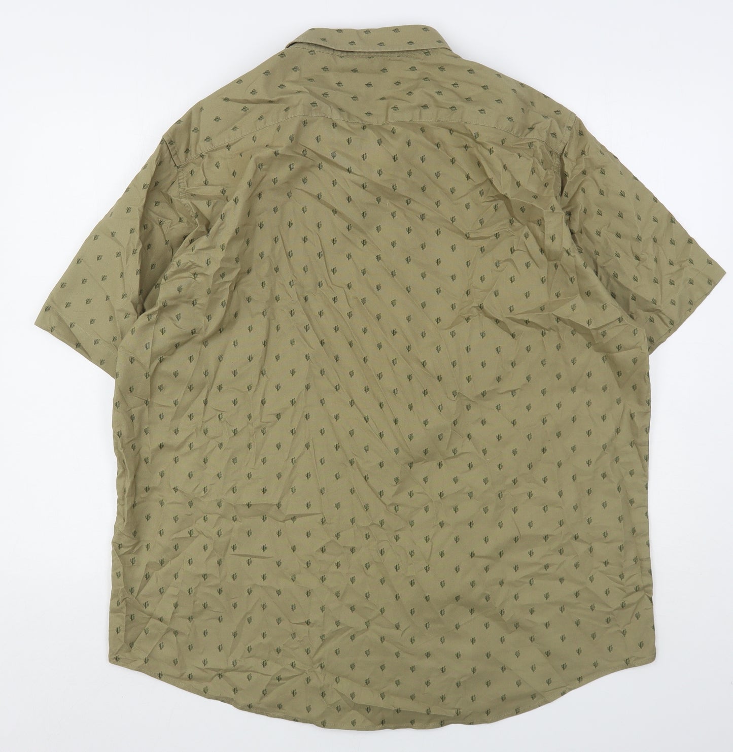 Dunnes  Mens Green Floral Cotton  Button-Up Size 2XL Collared
