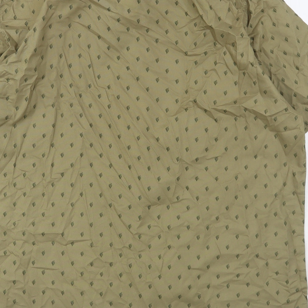 Dunnes  Mens Green Floral Cotton  Button-Up Size 2XL Collared