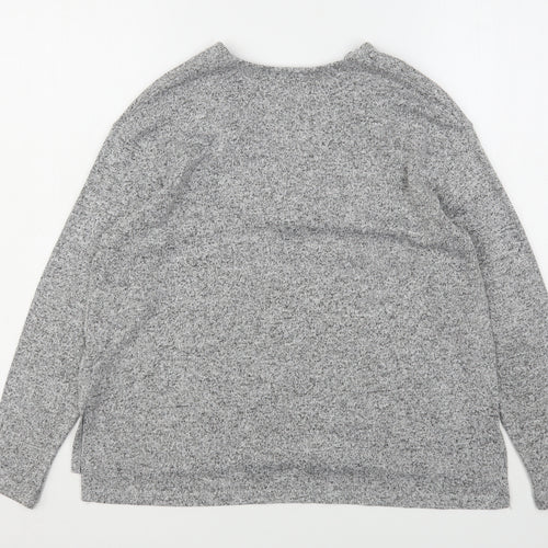 Zara Womens Grey V-Neck  Viscose Pullover Jumper Size S