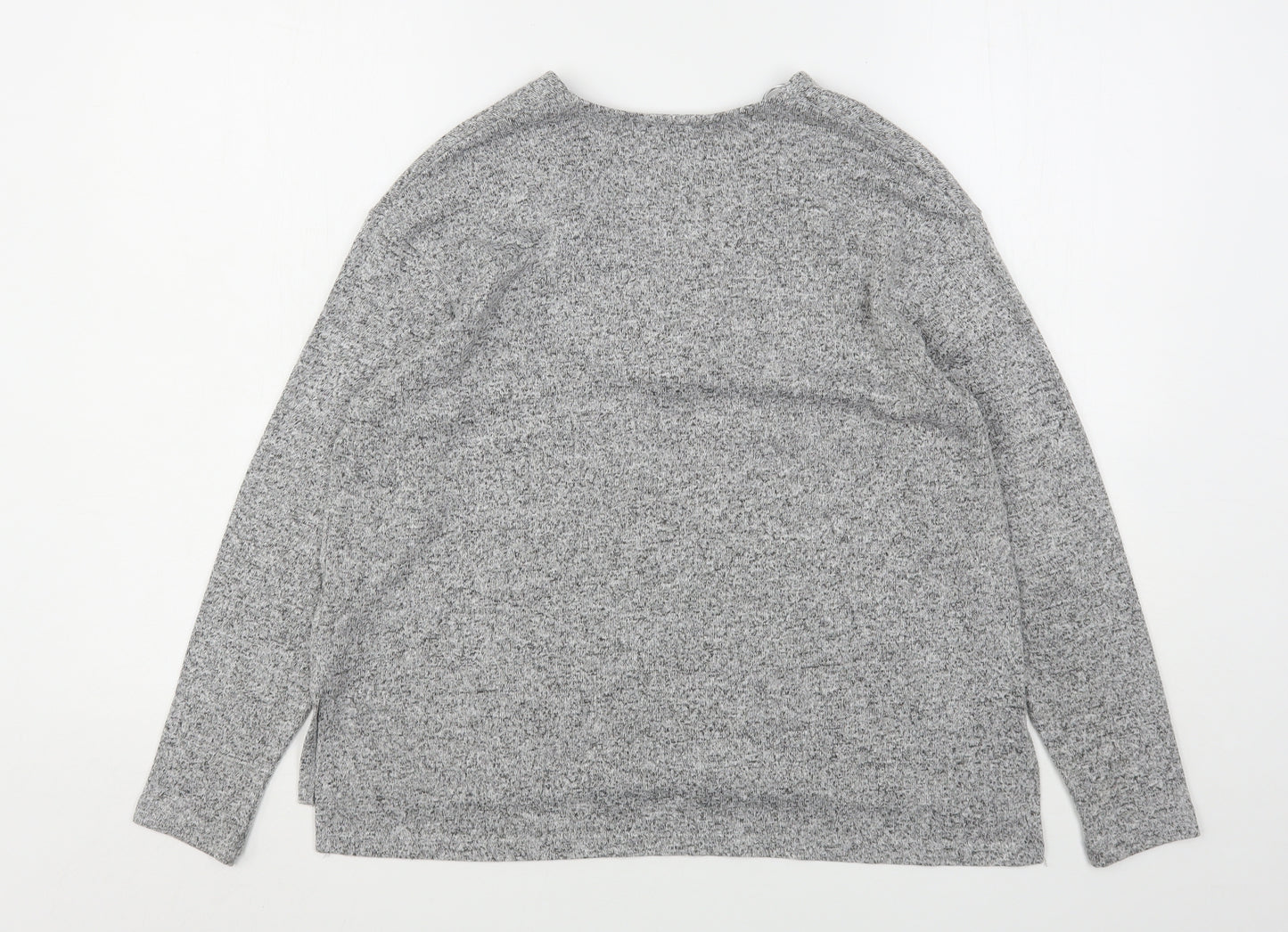 Zara Womens Grey V-Neck  Viscose Pullover Jumper Size S