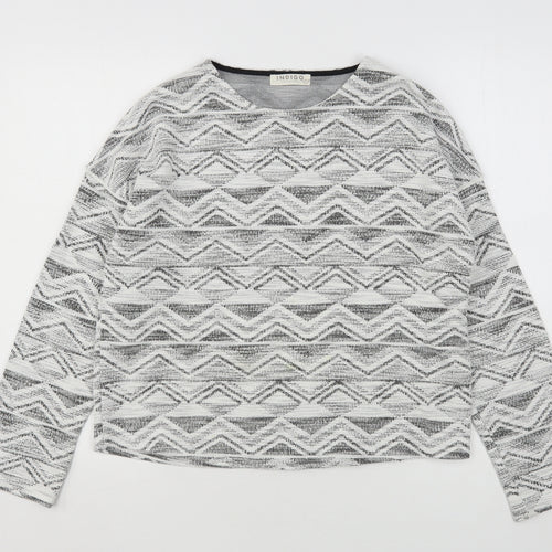 Indigo Collection Womens Multicoloured Round Neck Geometric Cotton Pullover Jumper Size 12