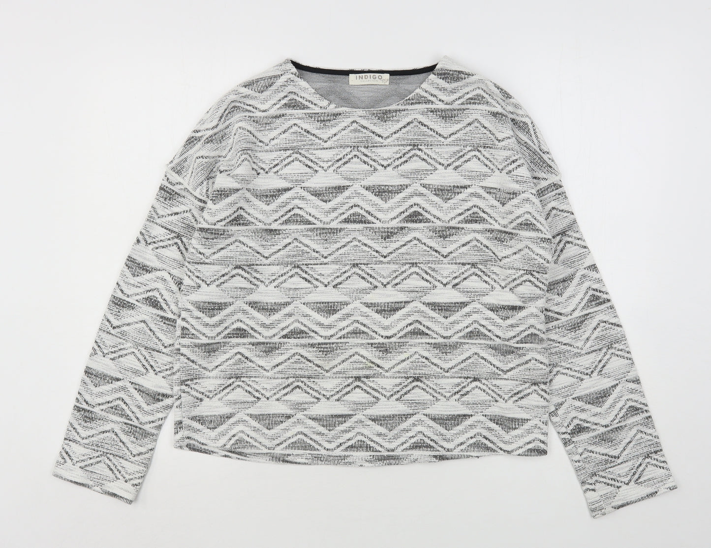 Indigo Collection Womens Multicoloured Round Neck Geometric Cotton Pullover Jumper Size 12