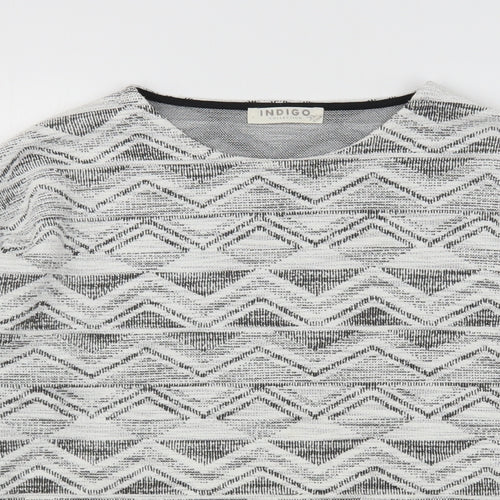Indigo Collection Womens Multicoloured Round Neck Geometric Cotton Pullover Jumper Size 12