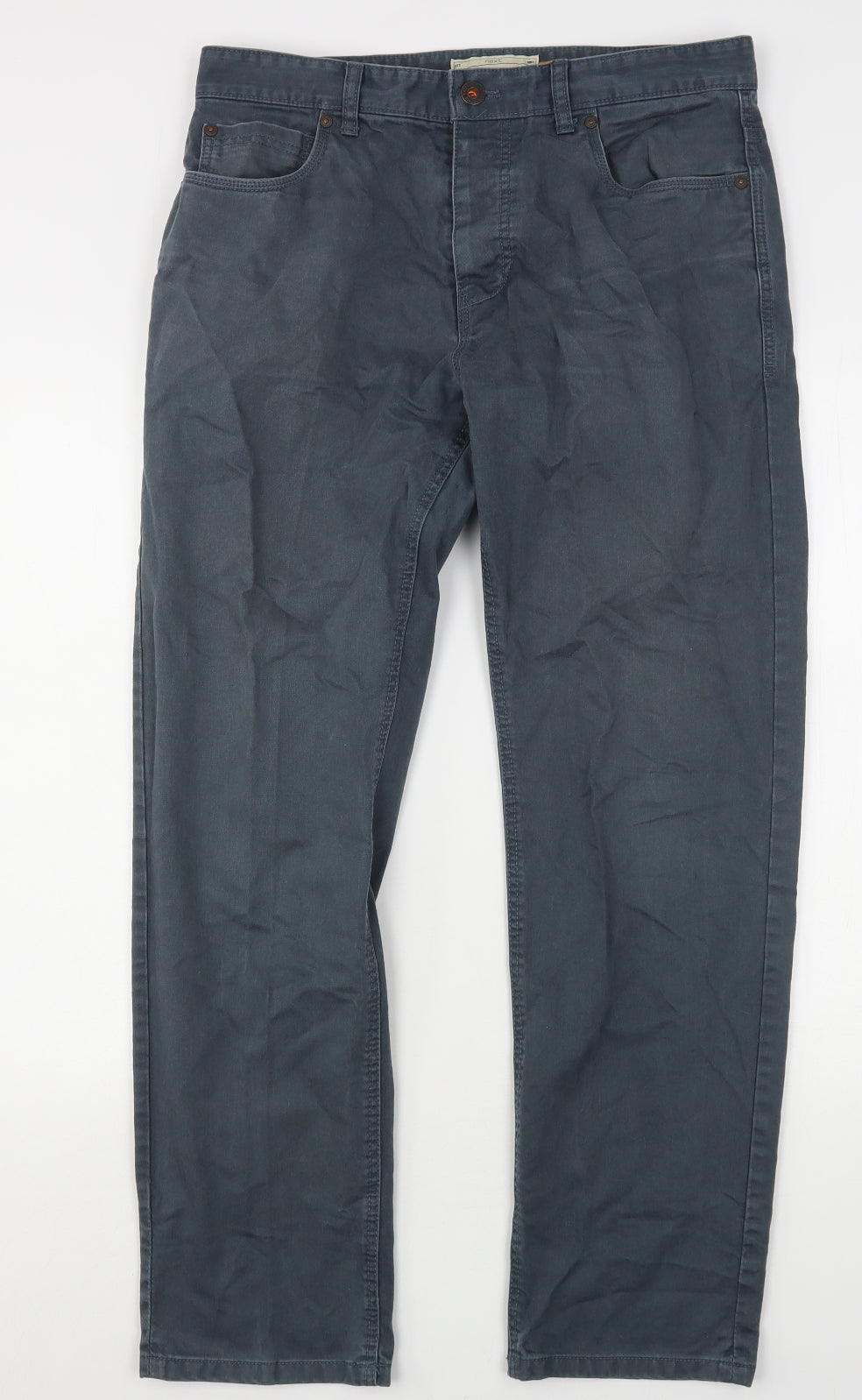 NEXT Mens Grey  Cotton Straight Jeans Size 34 L31 in Regular
