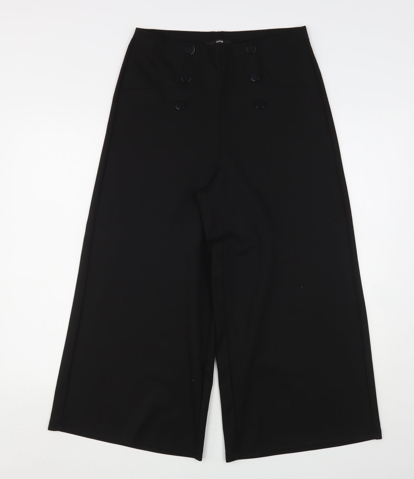 George Womens Black  Polyester Cropped Trousers Size 12 L24 in Regular