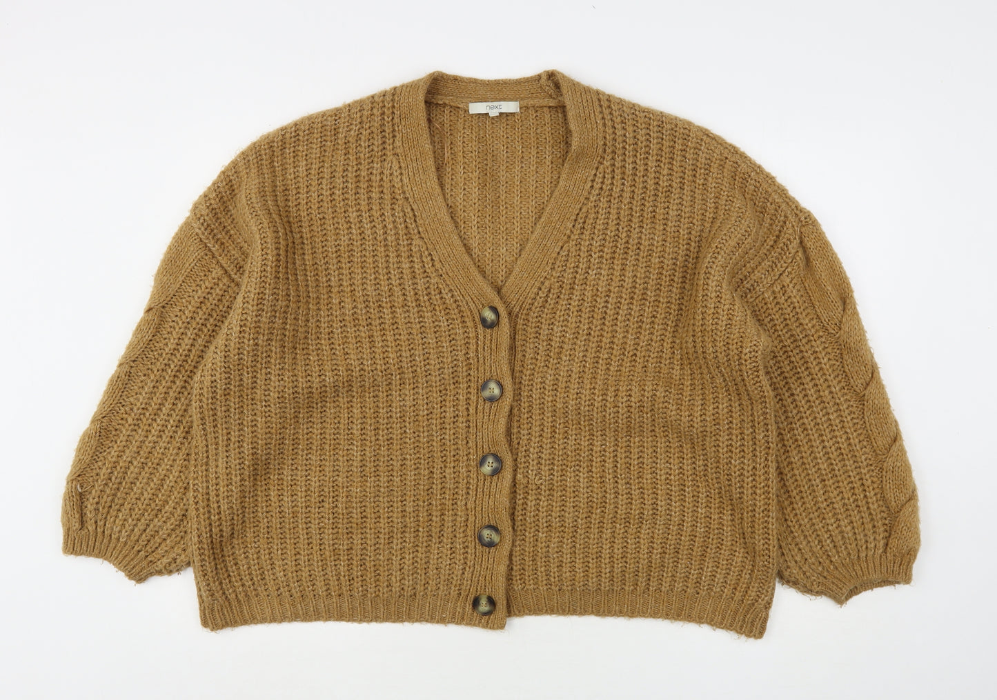 NEXT Womens Brown V-Neck  Acrylic Cardigan Jumper Size XL