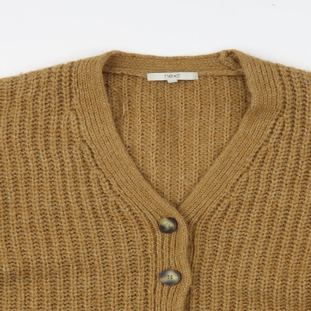 NEXT Womens Brown V-Neck  Acrylic Cardigan Jumper Size XL
