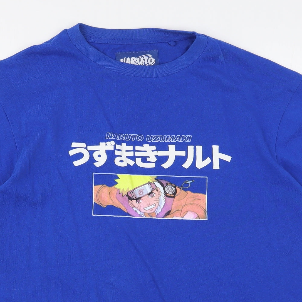 Pull&Bear Mens Green  Cotton  T-Shirt Size XL Round Neck  - Naruto