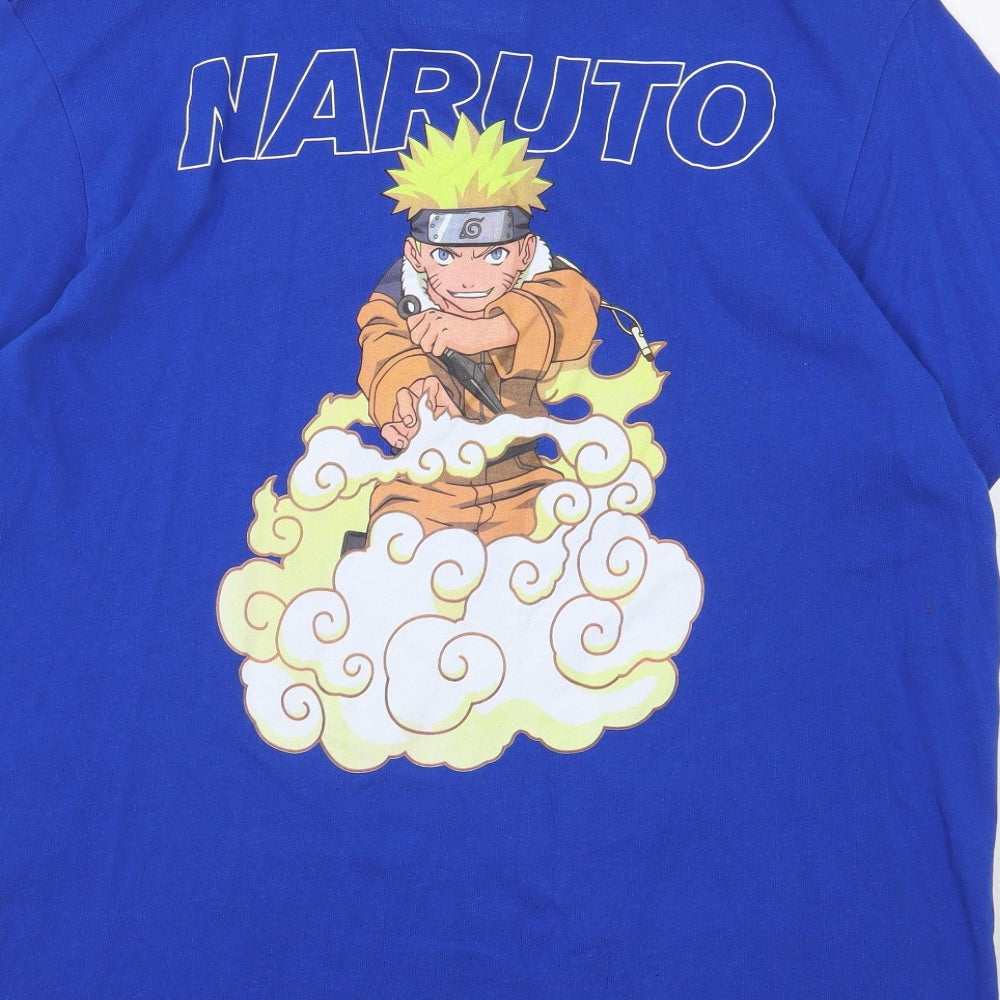 Pull&Bear Mens Green  Cotton  T-Shirt Size XL Round Neck  - Naruto