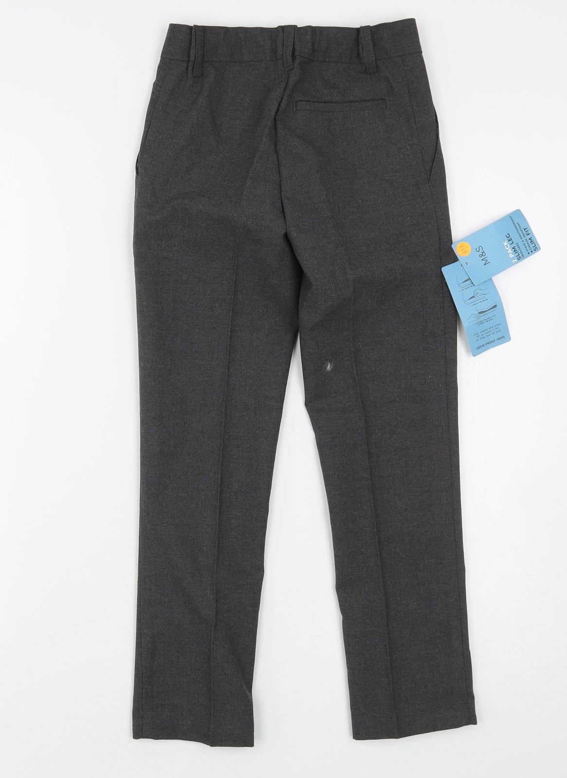 Marks and Spencer Boys Grey  Polyester Dress Pants Trousers Size 7-8 Years  Slim Hook & Eye
