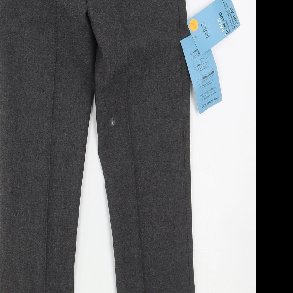 Marks and Spencer Boys Grey  Polyester Dress Pants Trousers Size 7-8 Years  Slim Hook & Eye