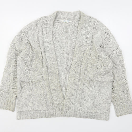 Primark Womens Grey V-Neck  Acrylic Cardigan Jumper Size 10