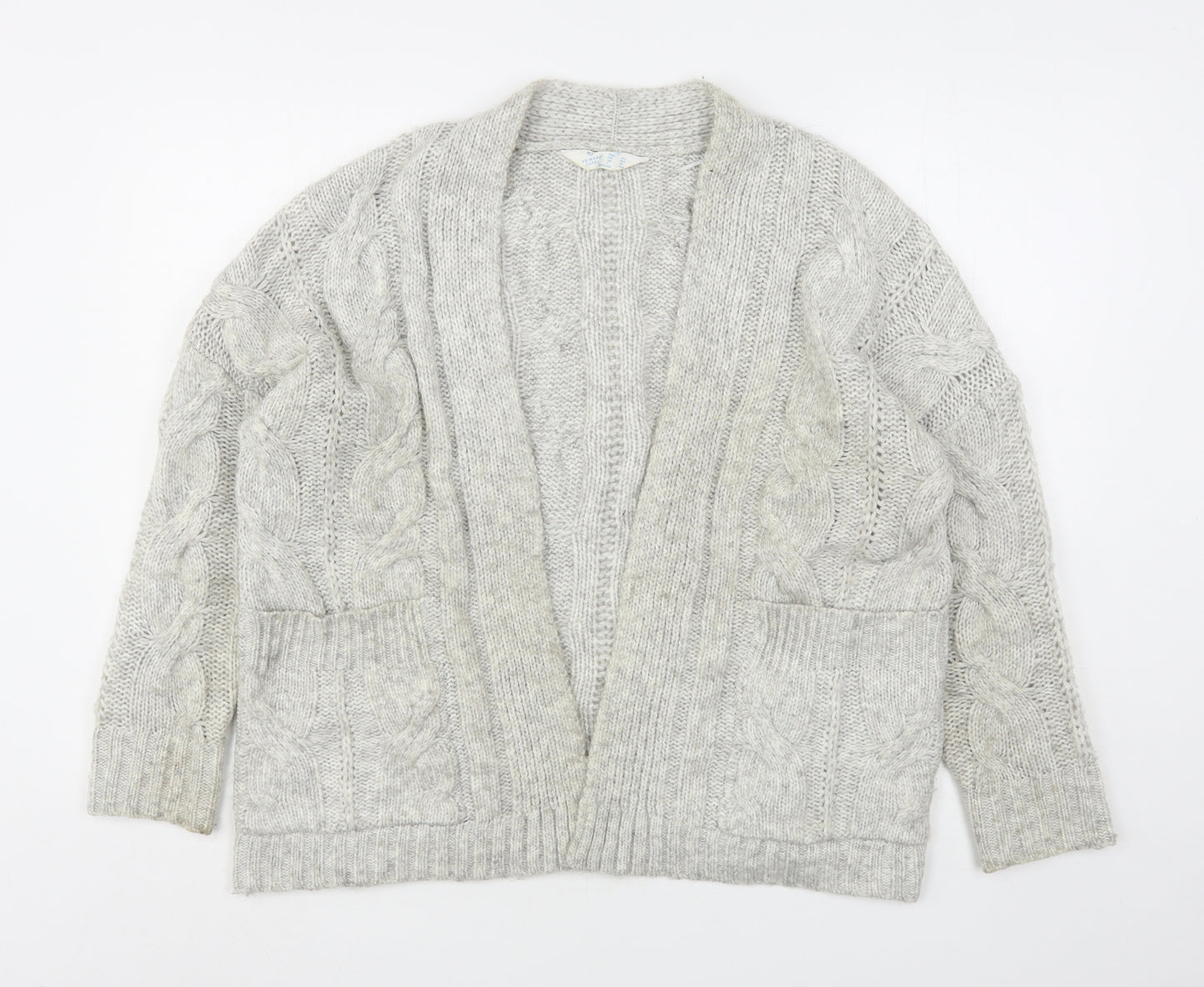 Primark Womens Grey V-Neck  Acrylic Cardigan Jumper Size 10