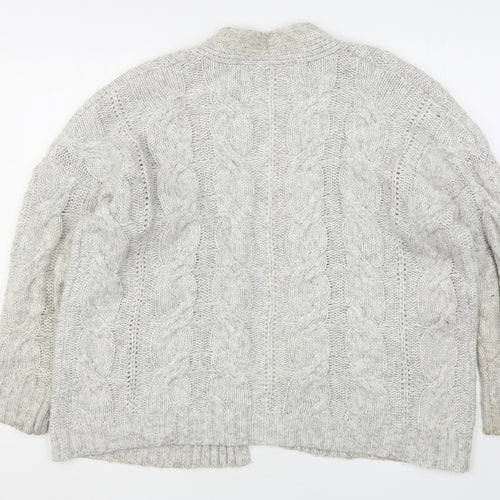 Primark Womens Grey V-Neck  Acrylic Cardigan Jumper Size 10