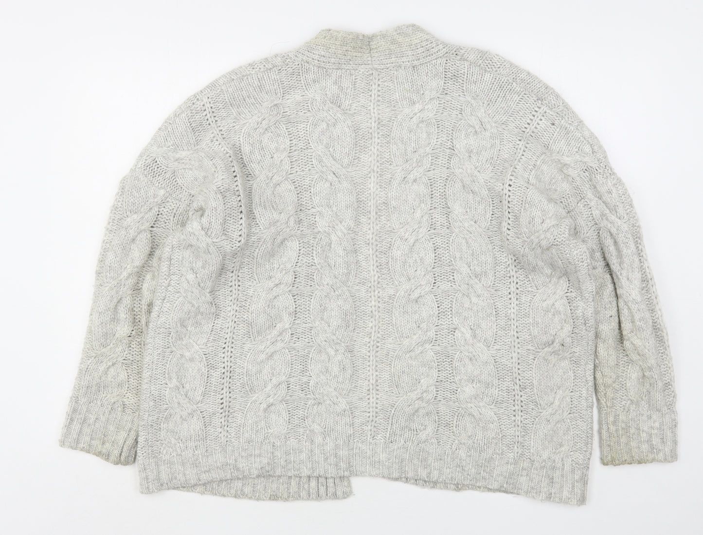 Primark Womens Grey V-Neck  Acrylic Cardigan Jumper Size 10