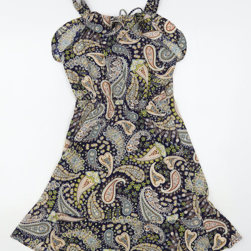 Monteau  Womens Multicoloured Paisley Polyester Tank Dress  Size S  Off the Shoulder