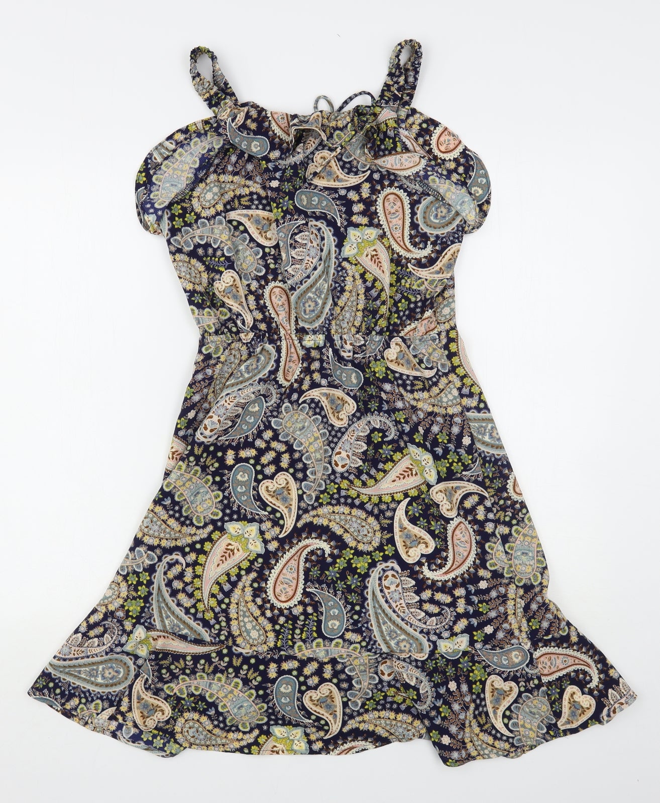 Monteau  Womens Multicoloured Paisley Polyester Tank Dress  Size S  Off the Shoulder