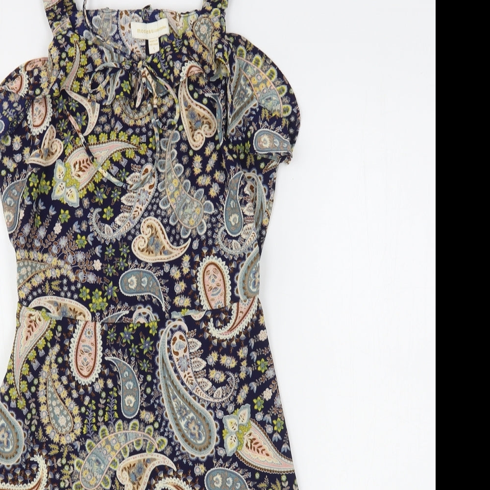 Monteau  Womens Multicoloured Paisley Polyester Tank Dress  Size S  Off the Shoulder