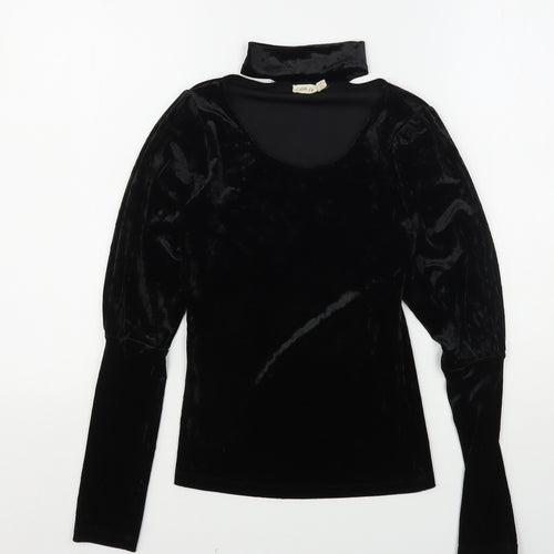 Chloe & Kate Womens Black  Polyester Basic Blouse Size S Round Neck