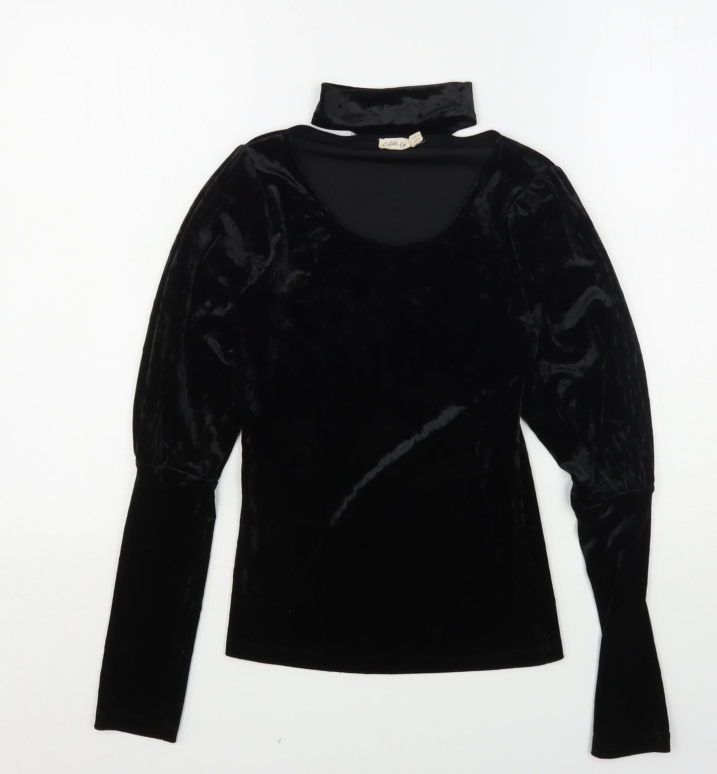 Chloe & Kate Womens Black  Polyester Basic Blouse Size S Round Neck