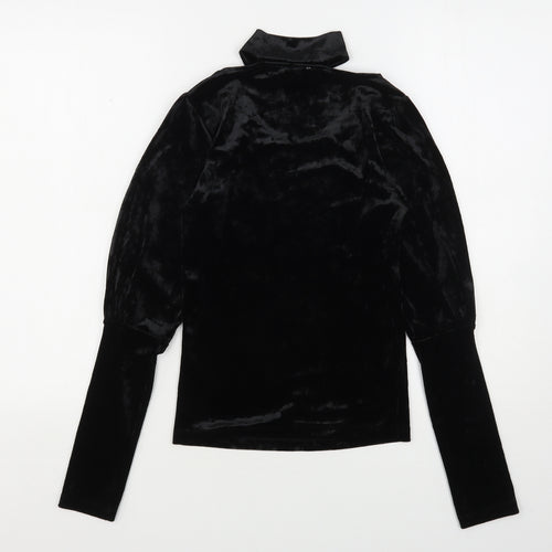 Chloe & Kate Womens Black  Polyester Basic Blouse Size S Round Neck