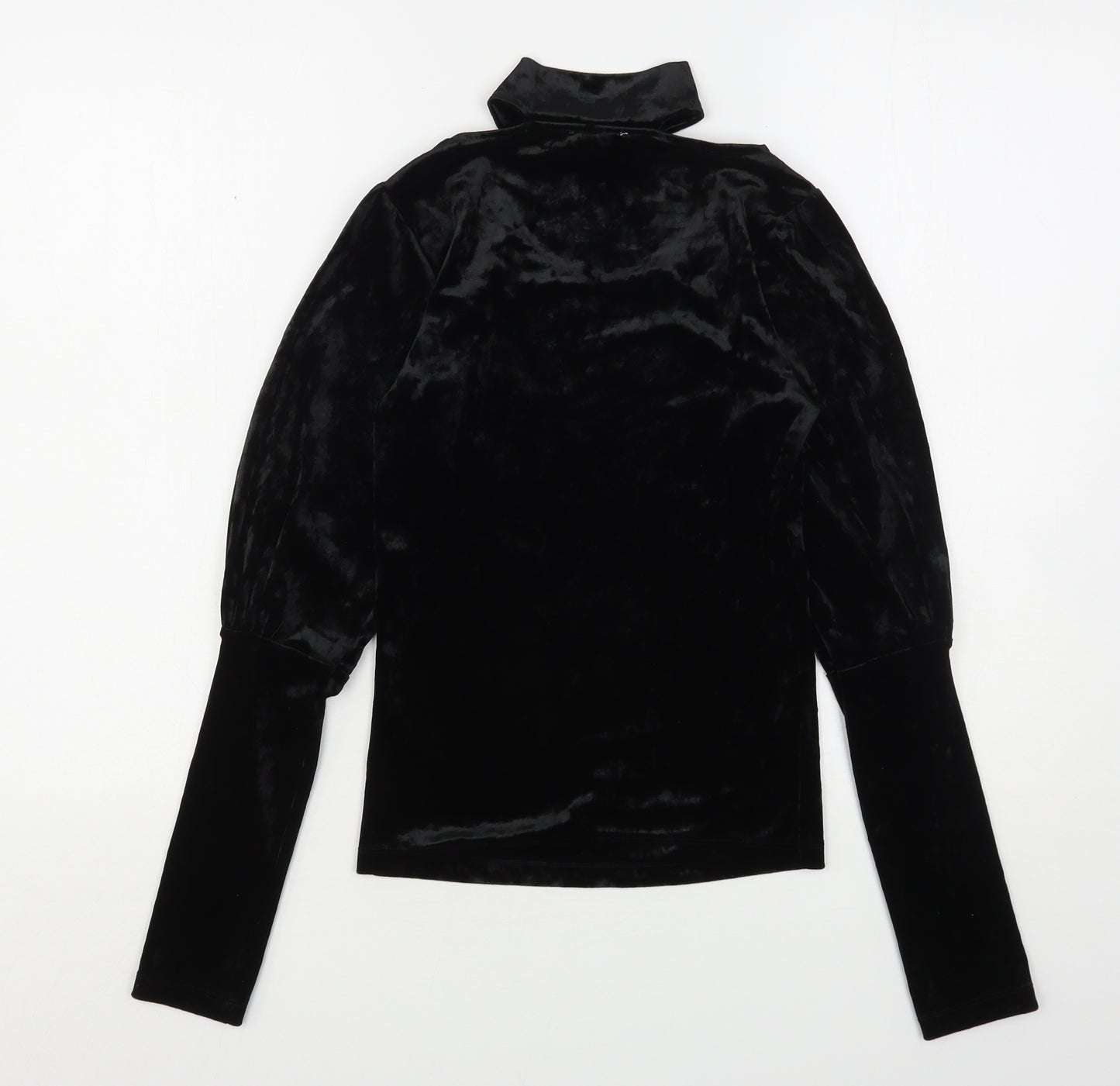 Chloe & Kate Womens Black  Polyester Basic Blouse Size S Round Neck