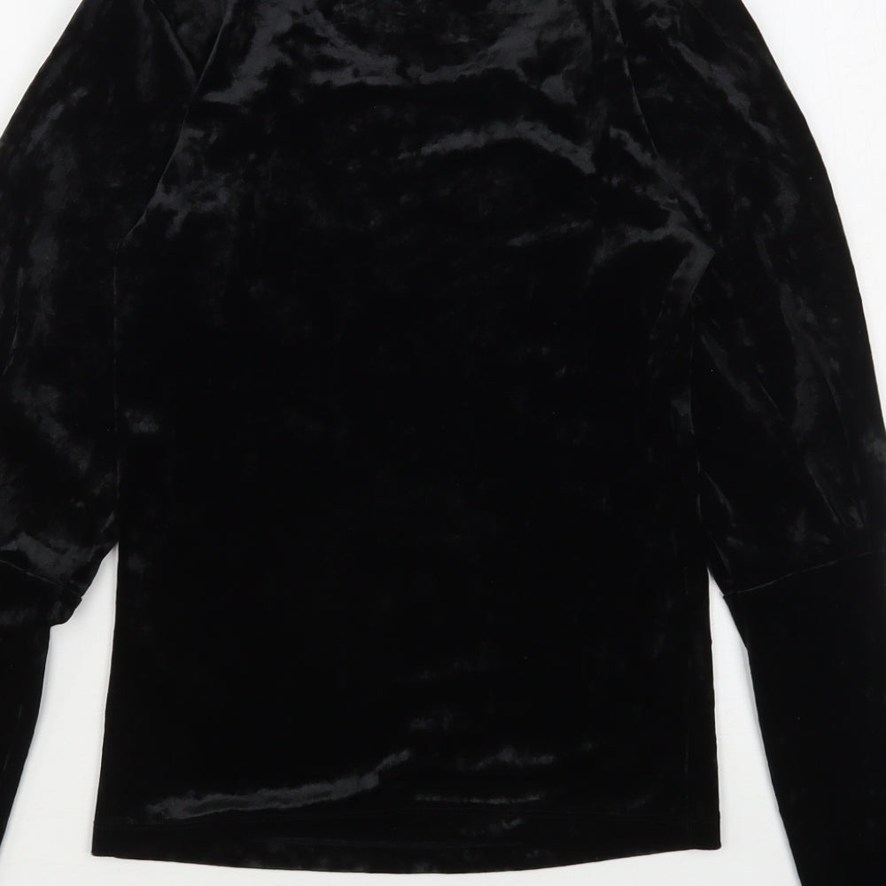 Chloe & Kate Womens Black  Polyester Basic Blouse Size S Round Neck