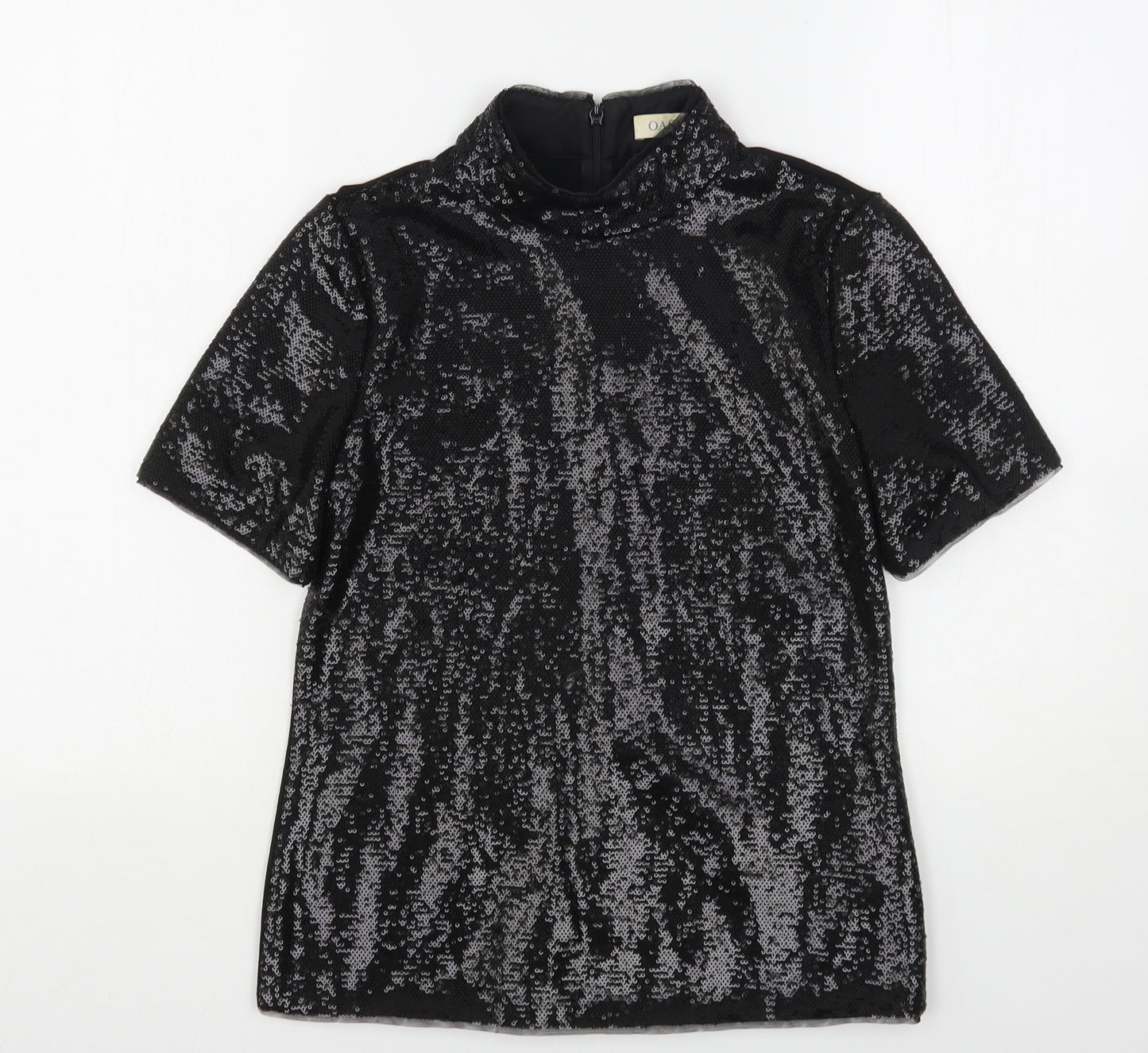 Oasis Womens Black  Polyester Basic Blouse Size XS High Neck