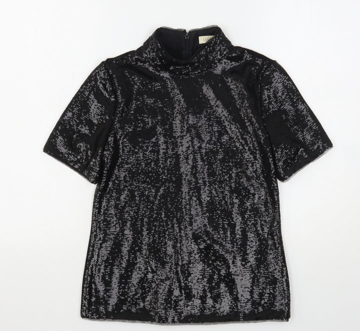 Oasis Womens Black  Polyester Basic Blouse Size XS High Neck