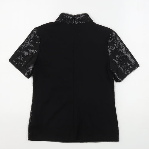 Oasis Womens Black  Polyester Basic Blouse Size XS High Neck