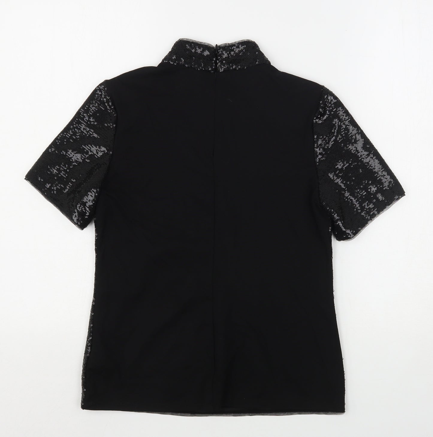 Oasis Womens Black  Polyester Basic Blouse Size XS High Neck