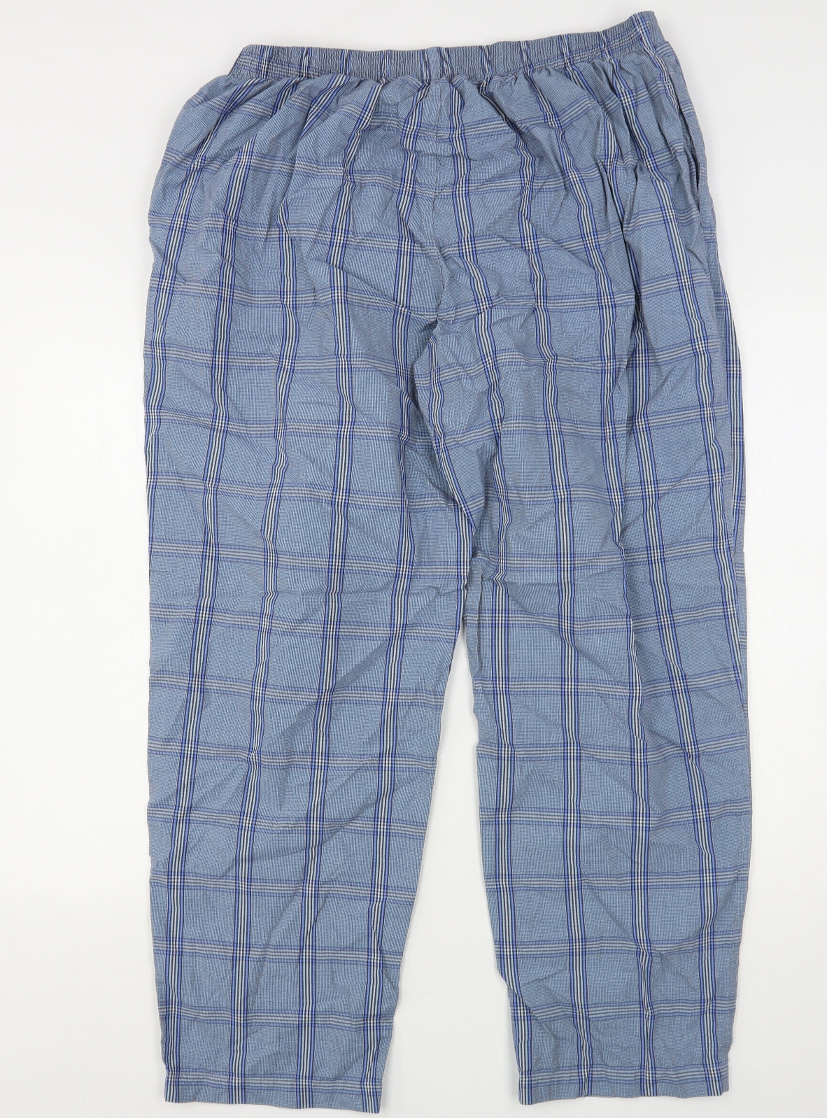 Marks and Spencer Mens Blue Check Cotton  Pyjama Pants Size XL