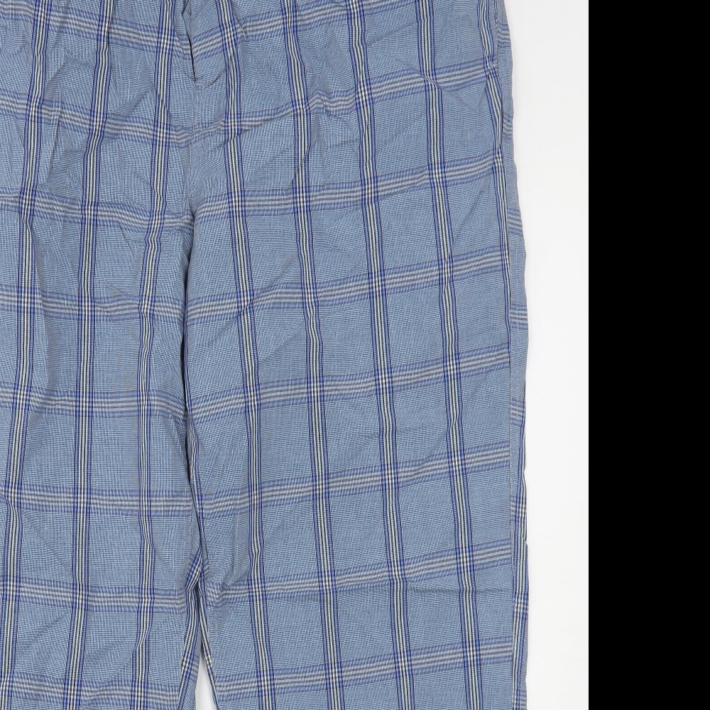 Marks and Spencer Mens Blue Check Cotton  Pyjama Pants Size XL