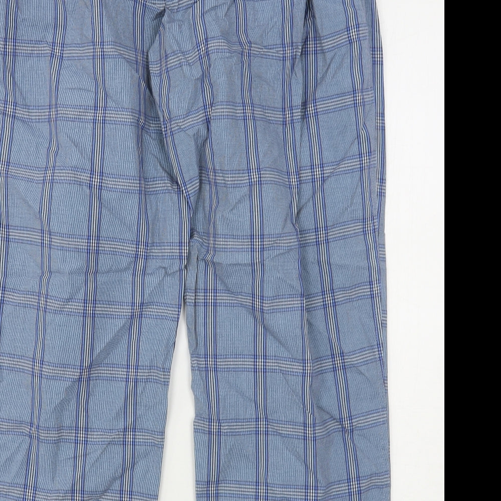 Marks and Spencer Mens Blue Check Cotton  Pyjama Pants Size XL