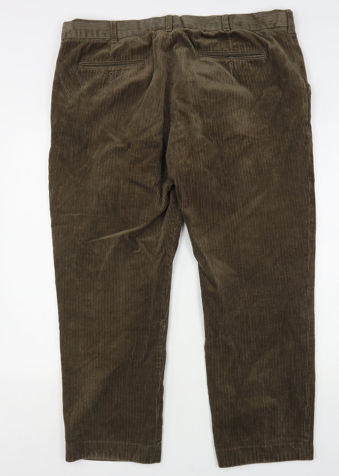 Marks and Spencer Mens Brown  Cotton Trousers  Size 42 L28 in Regular Button