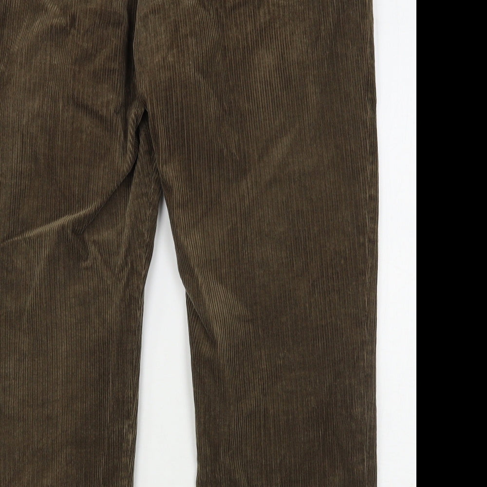 Marks and Spencer Mens Brown  Cotton Trousers  Size 42 L28 in Regular Button